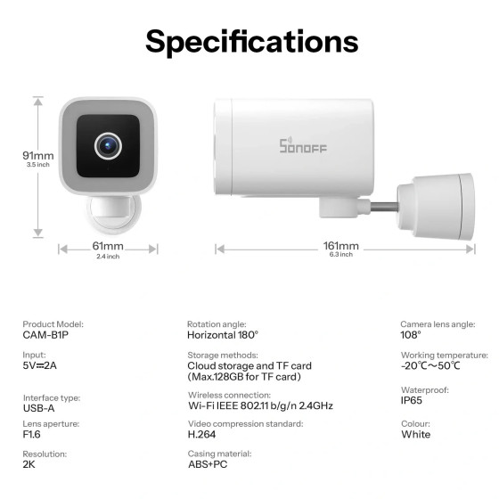 Sonoff CAM Outdoor Intelligente Sicherheitskamera CAM-B1P