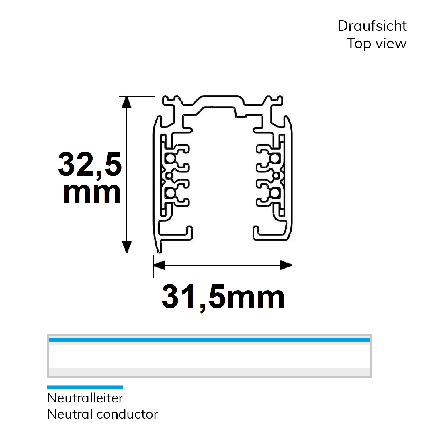 ISOLED 3-Phasen DALI Aufbauschiene 3m schwarz