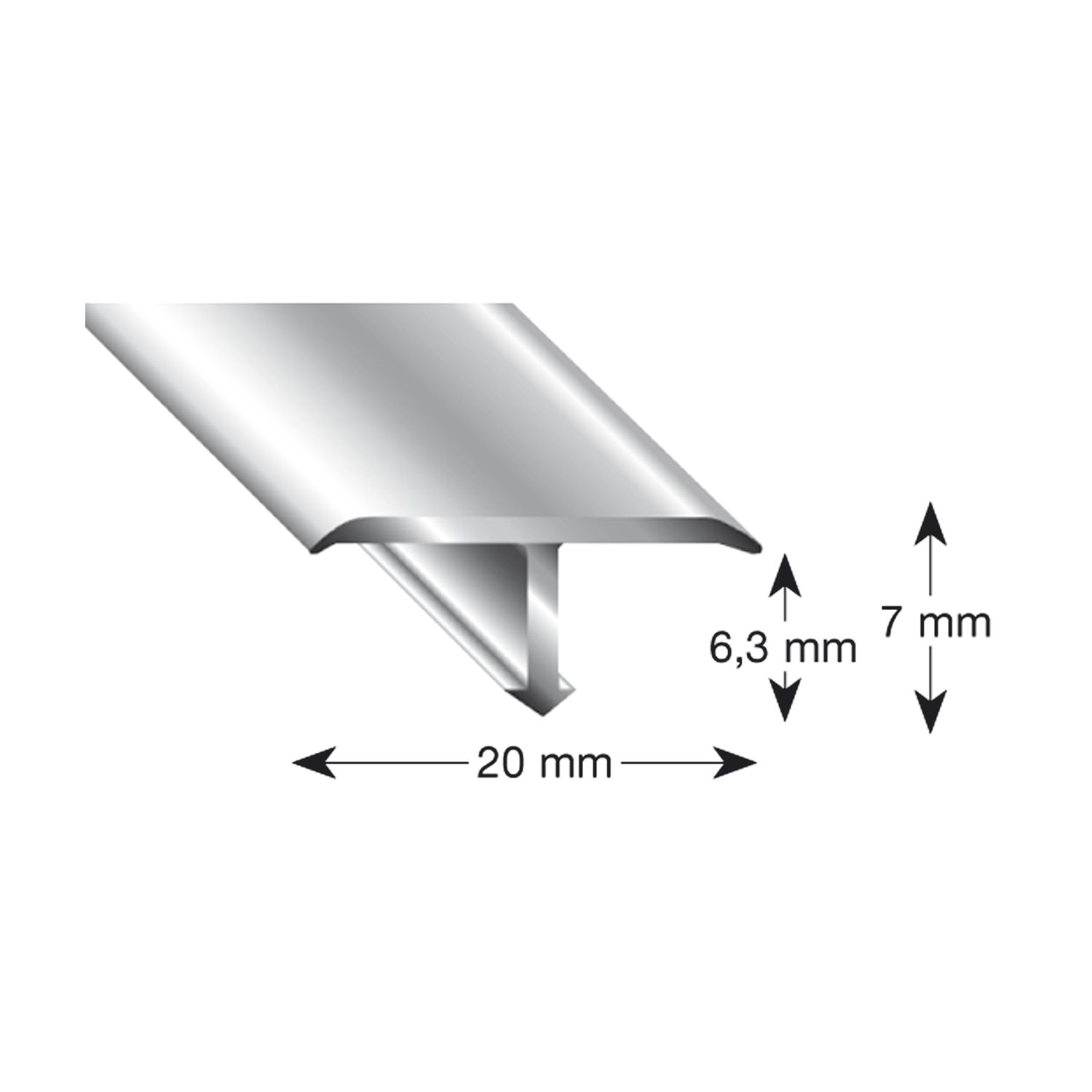Kügele T-Profil Alu Edelstahloptik 20/7/2660 mm