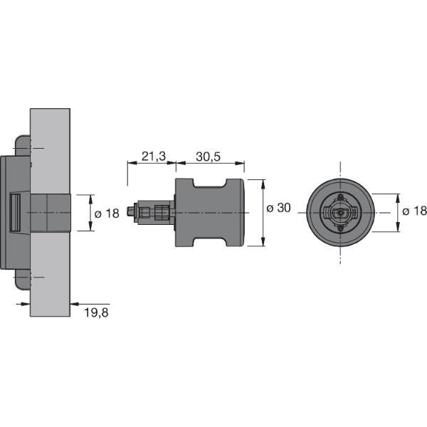 Hettich Prestige 2000 Zylinder-Drehgriff Typ 42.2 links vernickelt matt