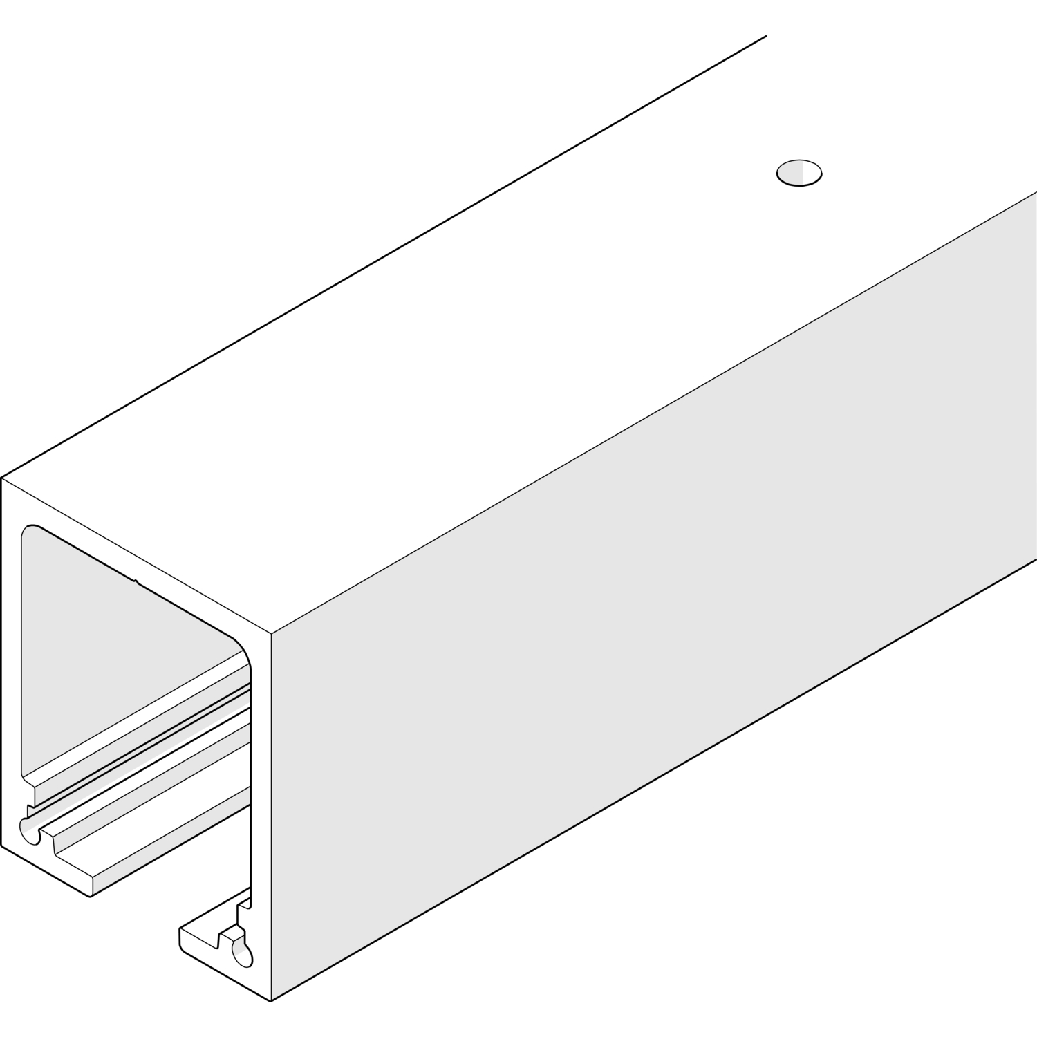 HAWA Junior 160 Laufschiene Deckenmontage L=6000 mm auf Maß Alu farblos eloxiert (250 mm)