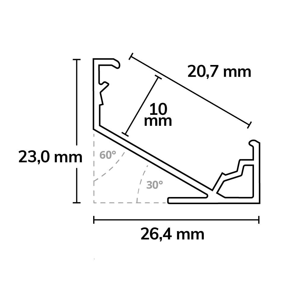 ISOLED LED Eckprofil CORNER18 Aluminium schwarz RAL9005 200cm