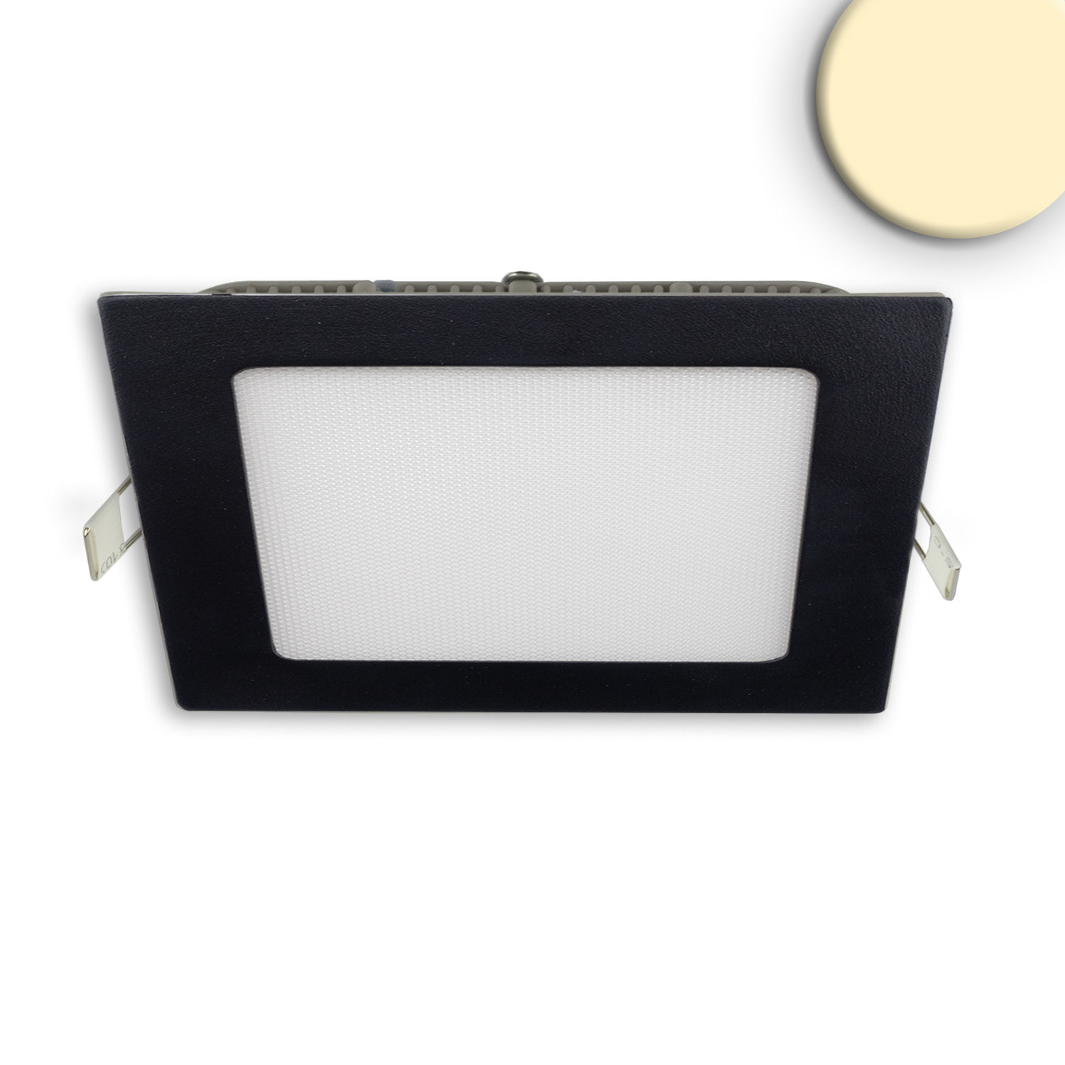 ISOLED LED Downlight 15W eckig ultraflach blendungsreduziert schwarz warmweiß dimmbar CRI90