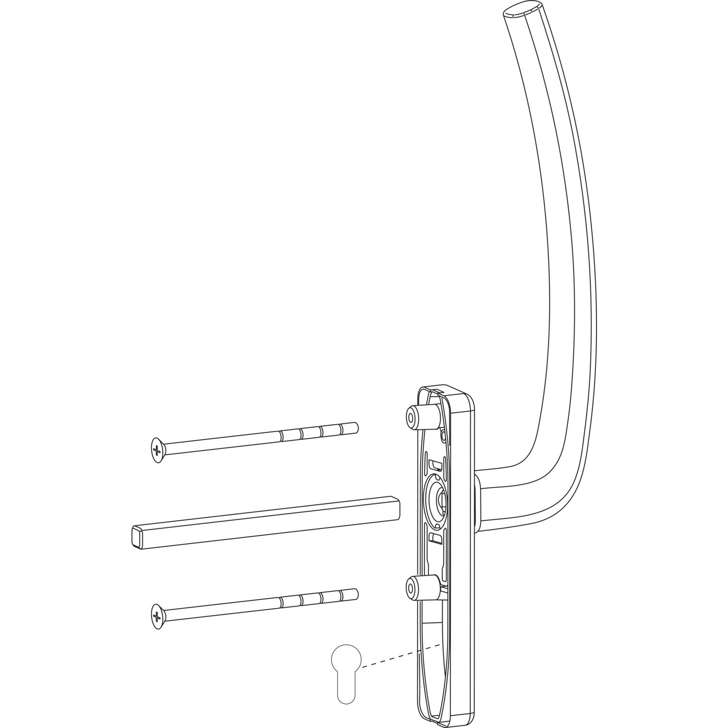 HAUTAU ATRIUM HS Griff Profilzylinder außen mit Vierkant Türstärke 68-92mm Alu silber eloxiert