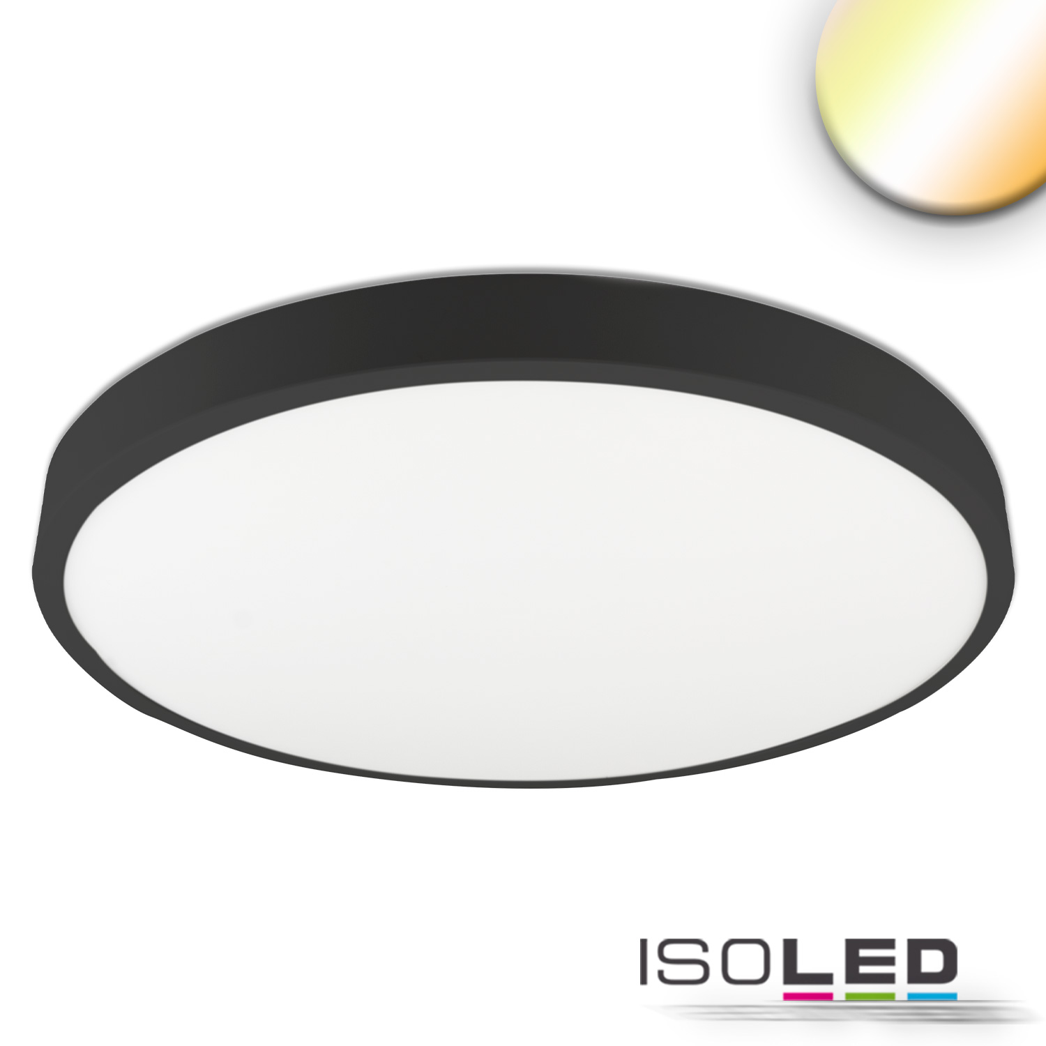 ISOLED LED Deckenleuchte PRO schwarz 36W rund DN500 ColorSwitch 2700|3000|4000K dimmbar