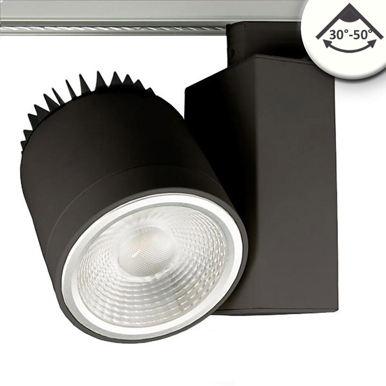 ISOLED 3-Phasen Schienen-Strahler fokussierbar 30W 30°-50° schwarz matt 4000K dimmbar