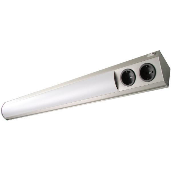 WIPO Unterbauleuchte Corner Compact LED 1160mm mit Steckdose, Edelstahl Effekt