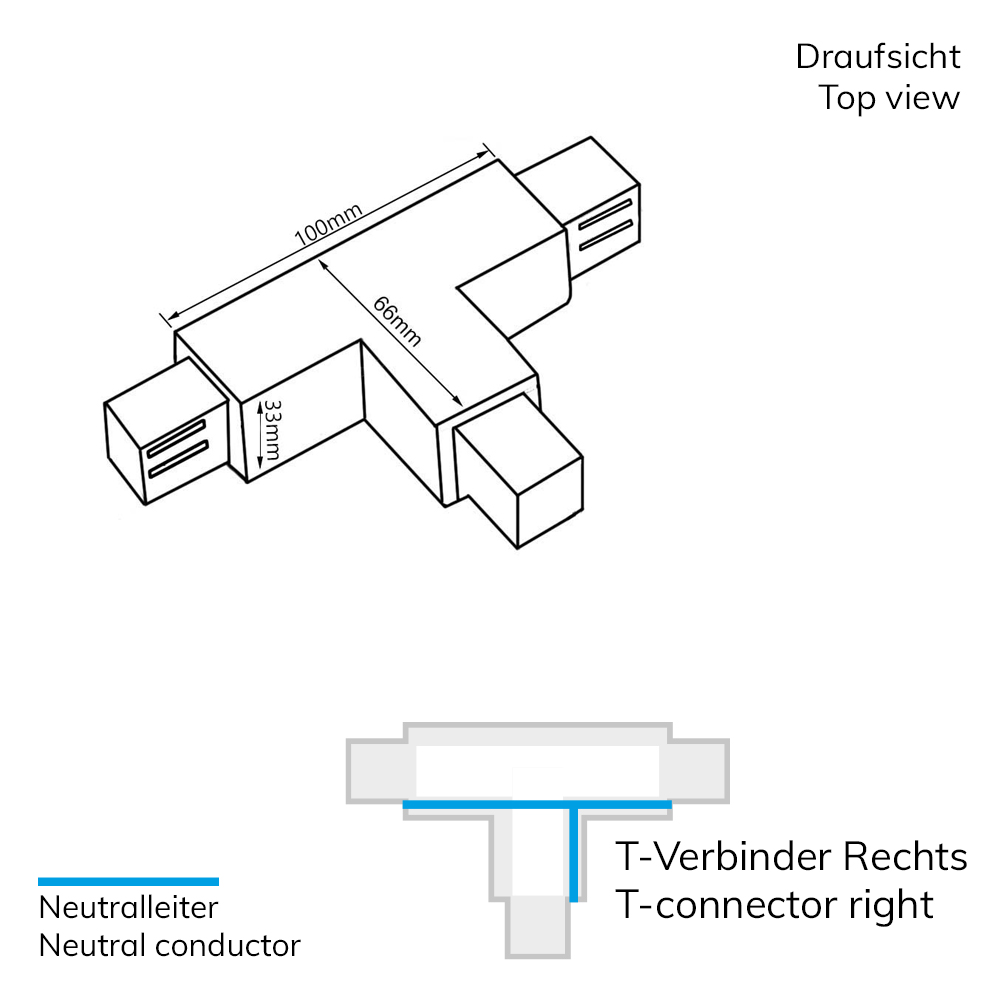 ISOLED 3-Phasen S1 T-Verbinder N-Leiter rechts Schutzleiter links weiß