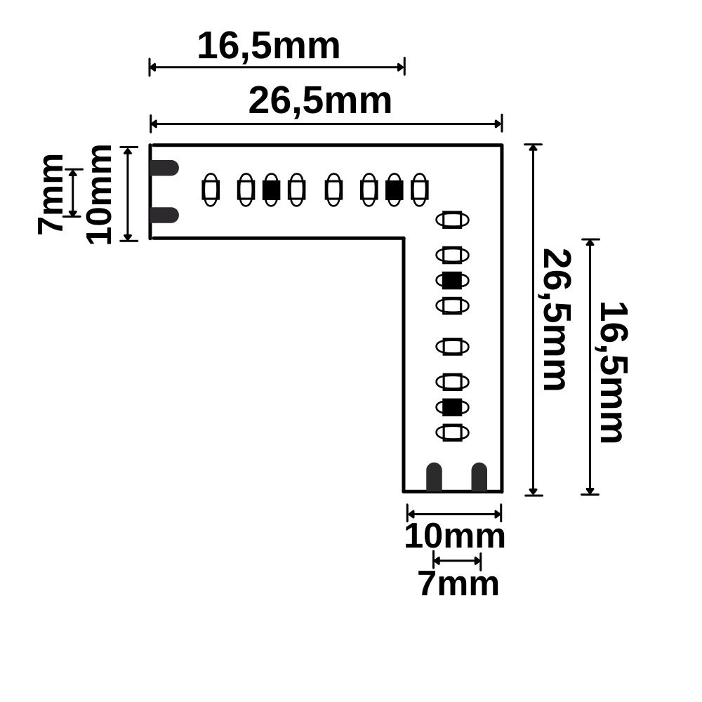 ISOLED Eckverbindung leuchtend 1W für MiniAMP Flexband 12V DC 12W IP20 3000K