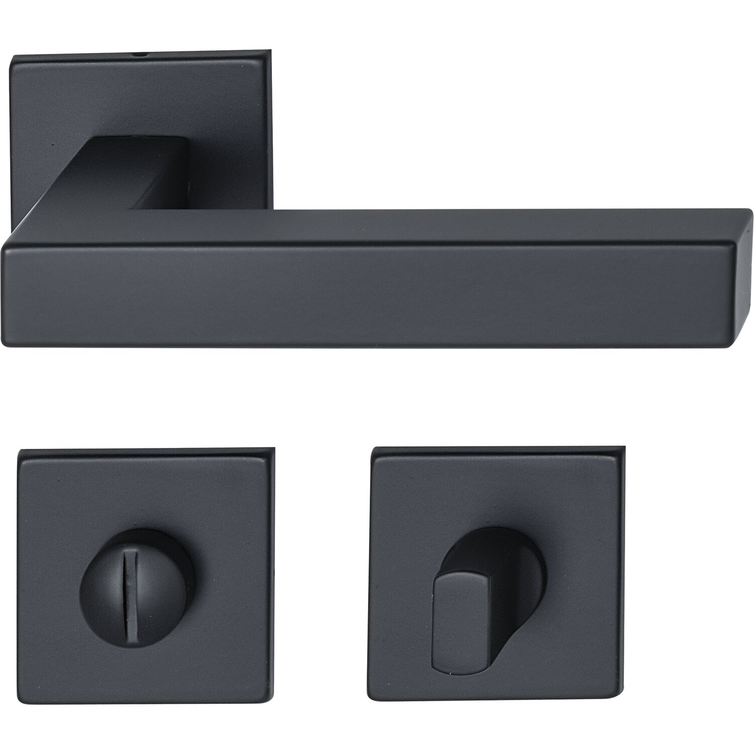 MARCHESI Drückergarnitur SQUARE auf Flachrosette WC, Edelstahl schwarz matt