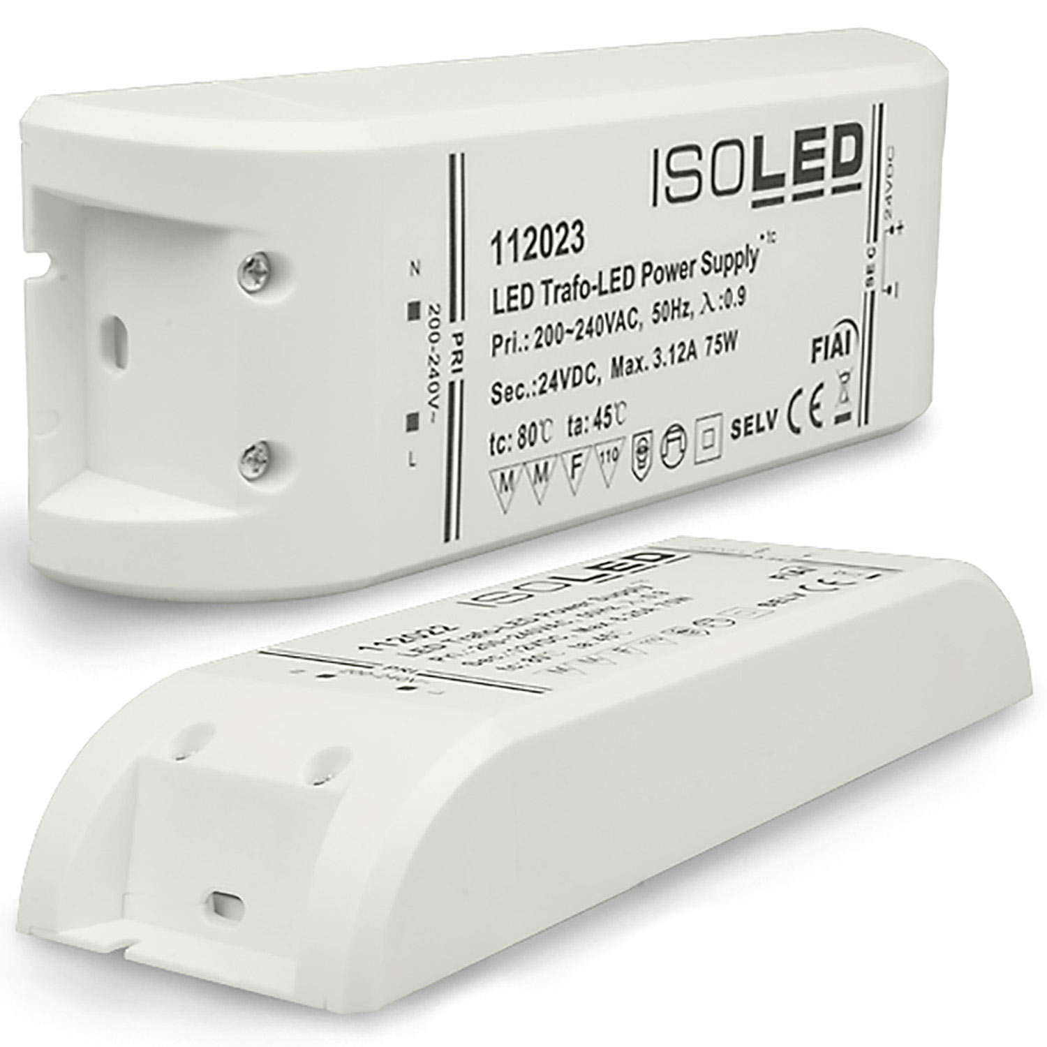 ISOLED LED Trafo 24V/DC 0-75W SELV flach