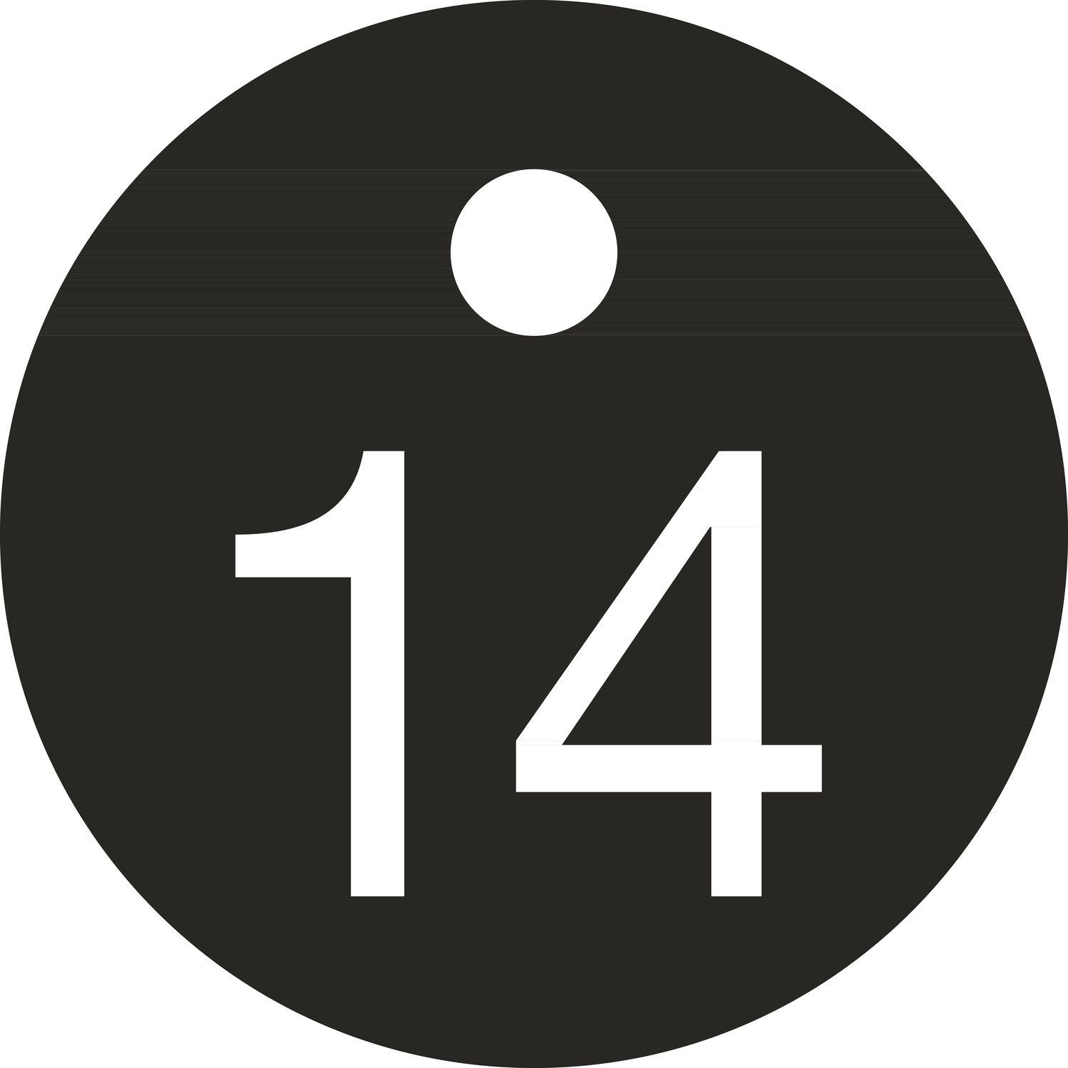 Schlüsselnummer - ø 25, Nummer 14, Aluminium schwarz eloxiert