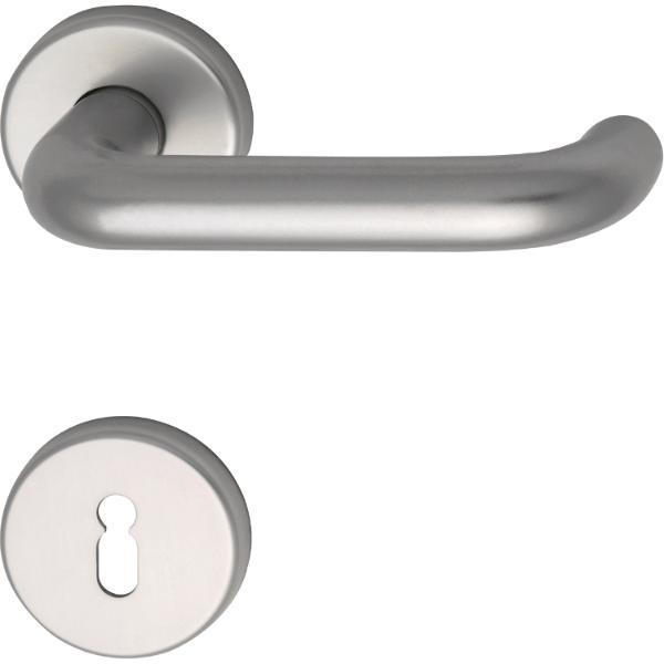 Drückergarnitur WG 1700L - auf Rosette BB, 38 - 43, silber eloxiert