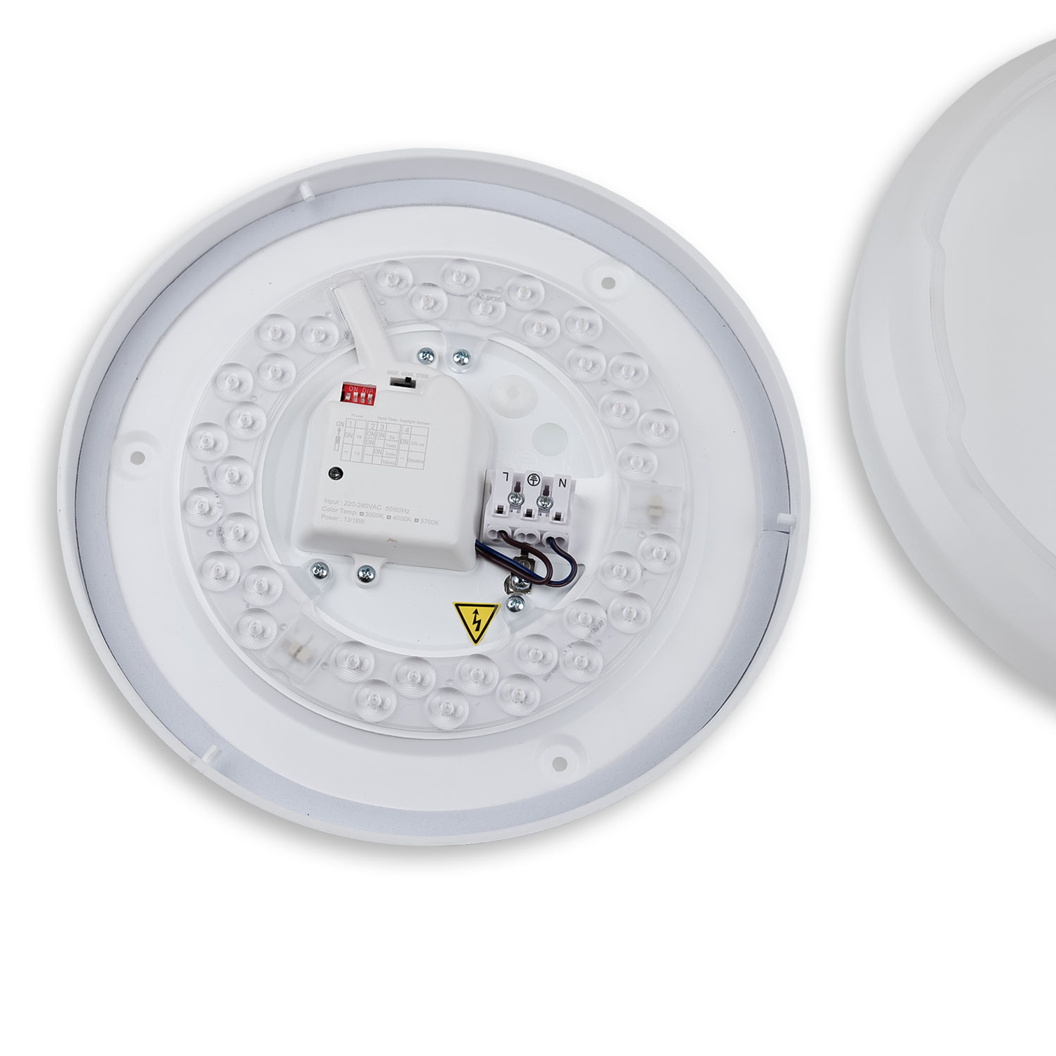 ISOLED LED Deckenleuchte 13|18W mit HF-Sensor weiß rund DN280 IP64 120lm/W ColorSwitch 3000|4000|600
