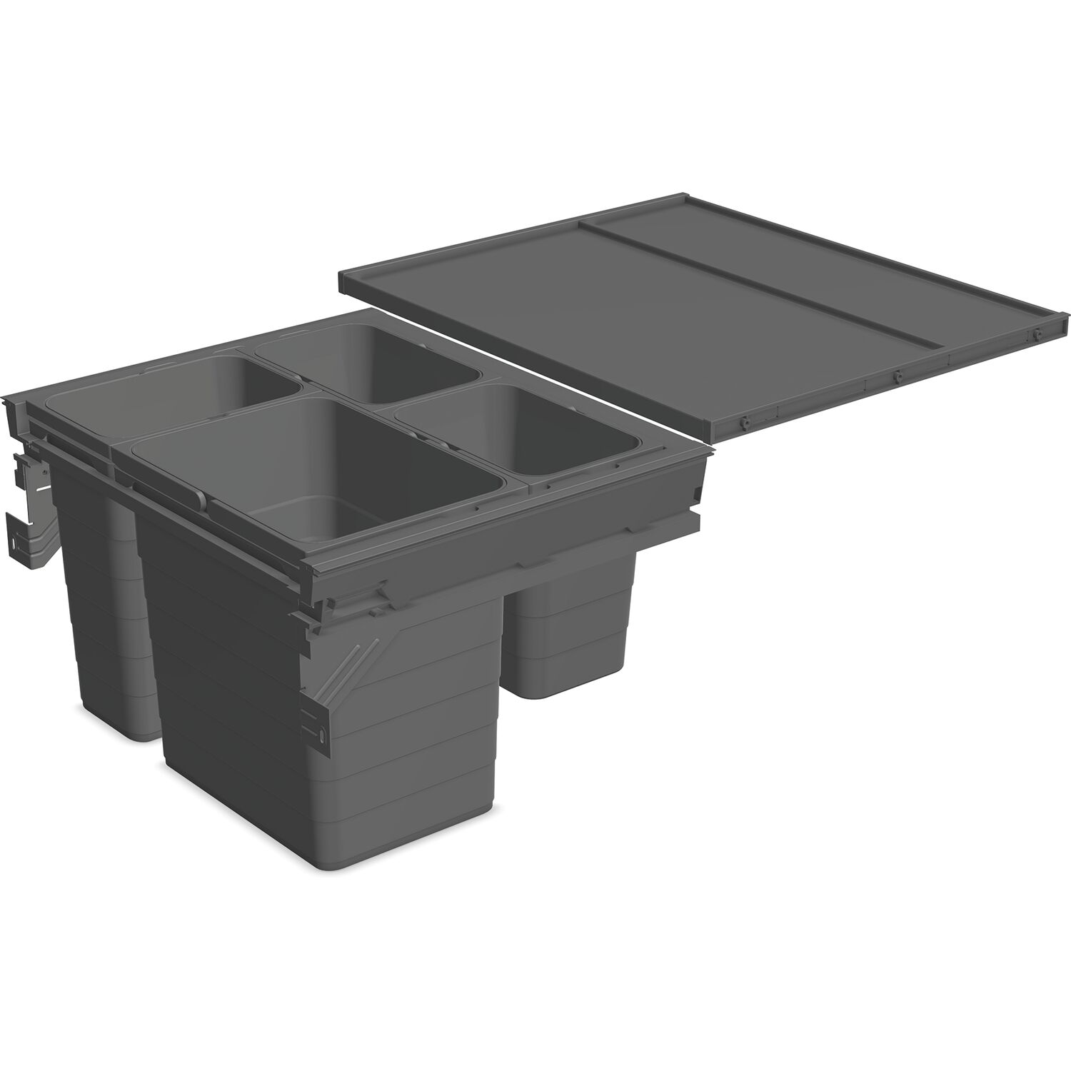 ninka Abfalltrennsystem Set eins2fünf/SERVO-DRIVE uno Korpusbreite 600mm Dunkelgrau
