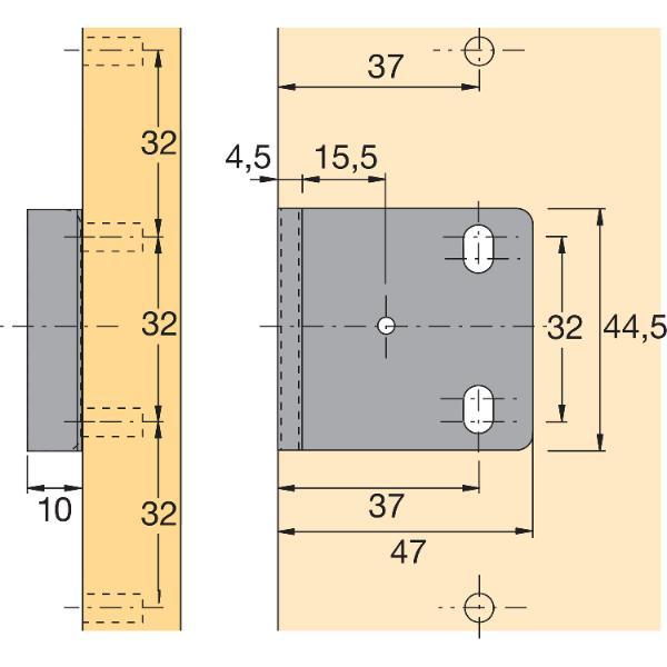 Hettich Prestige 2000 Anschlagwinkel Typ 4515 Stahl vernickelt