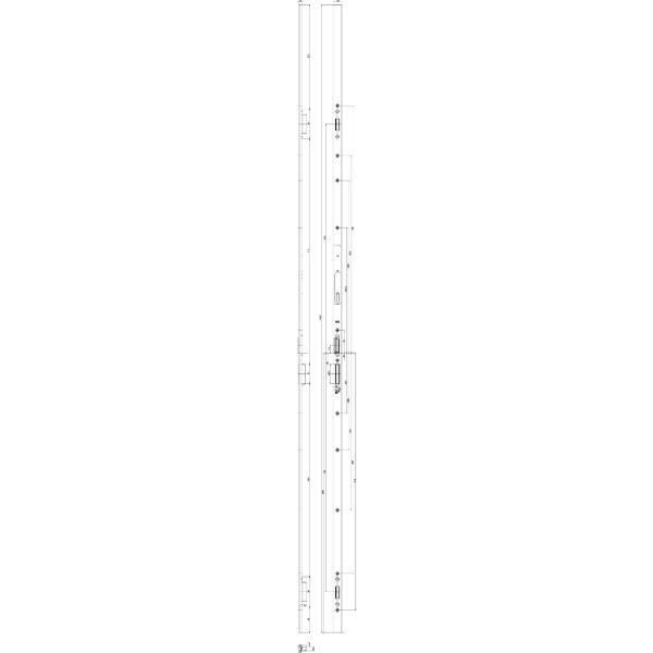 GU Falzhebelgetriebe für Secury, Maß A 730 mm, links,U-Stulp 26 x 8,silberfärbig