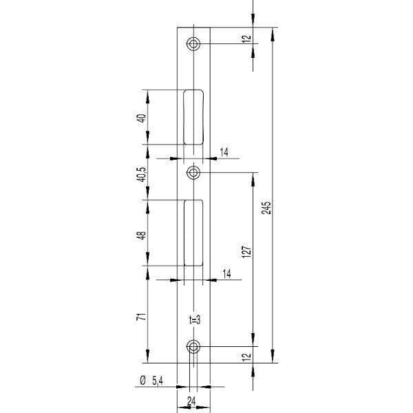 Wilka Schließblech flach Falle und Riegel, 245 x 24 x 3 mm, Edelstahl