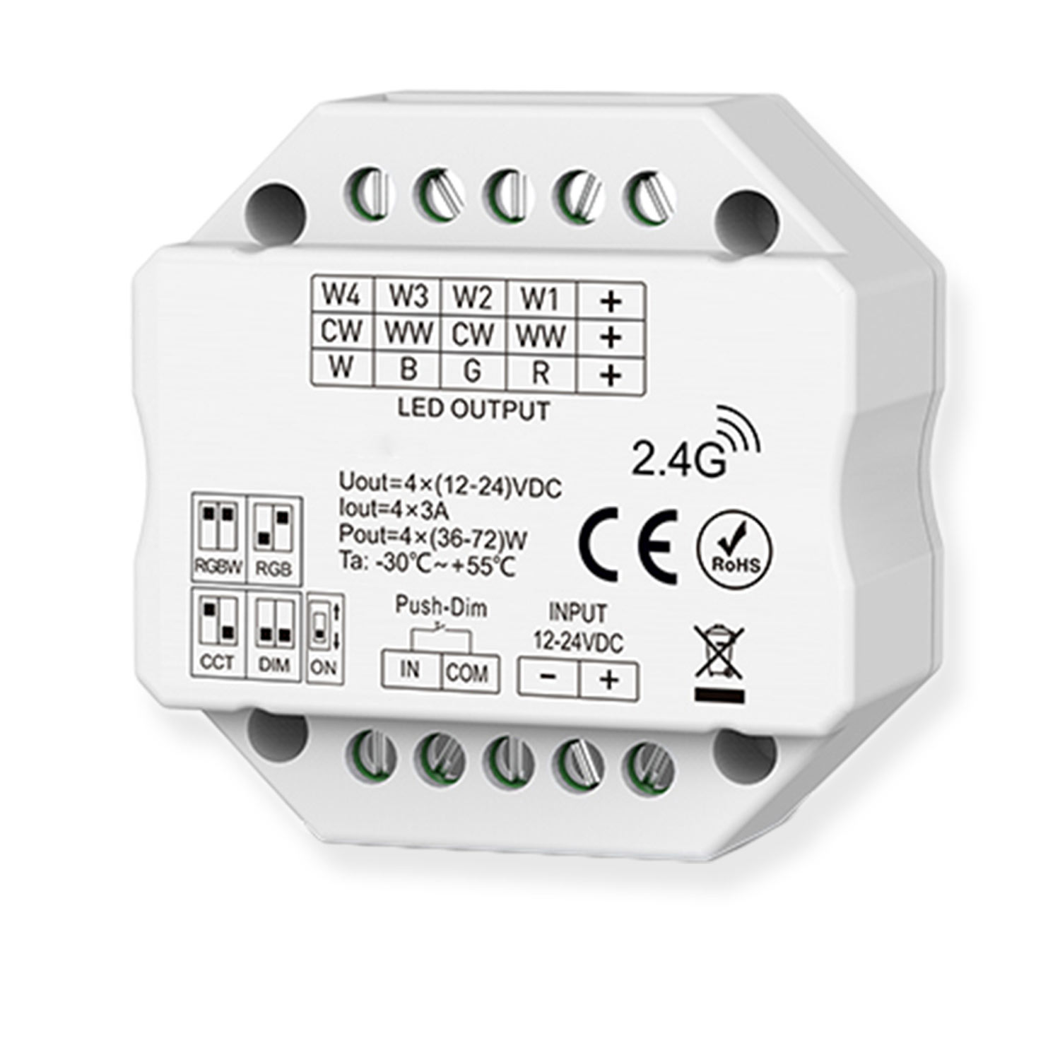 ISOLED Sys-Pro Push/Funk Mesh PWM-Dimmer 1-4 Kanal 12-24V DC 4x3A