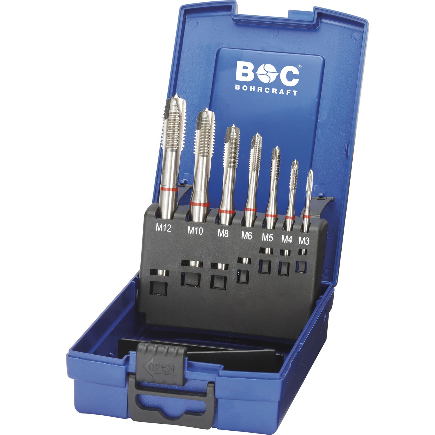 Bohrcraft Maschinengewindebohrer-Satz M3-M12 HSS-E Rotring Form B 7-teilig