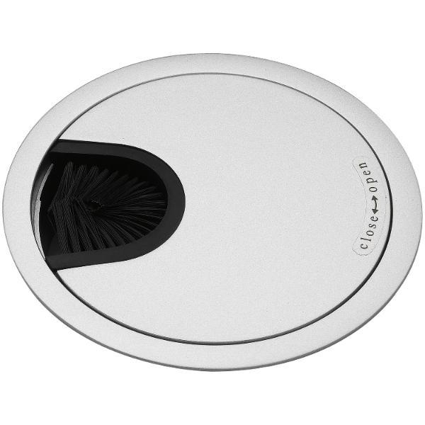 CONFURN Kabeldurchgang rund, mit Staubschutzbürste, Zamak silber RAL 9006