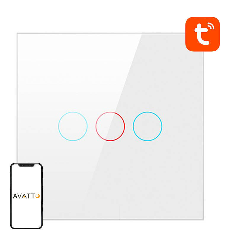 Avatto Smart Lichtschalter ZigBee 3fach ohne N-Leiter TUYA (weiß)
