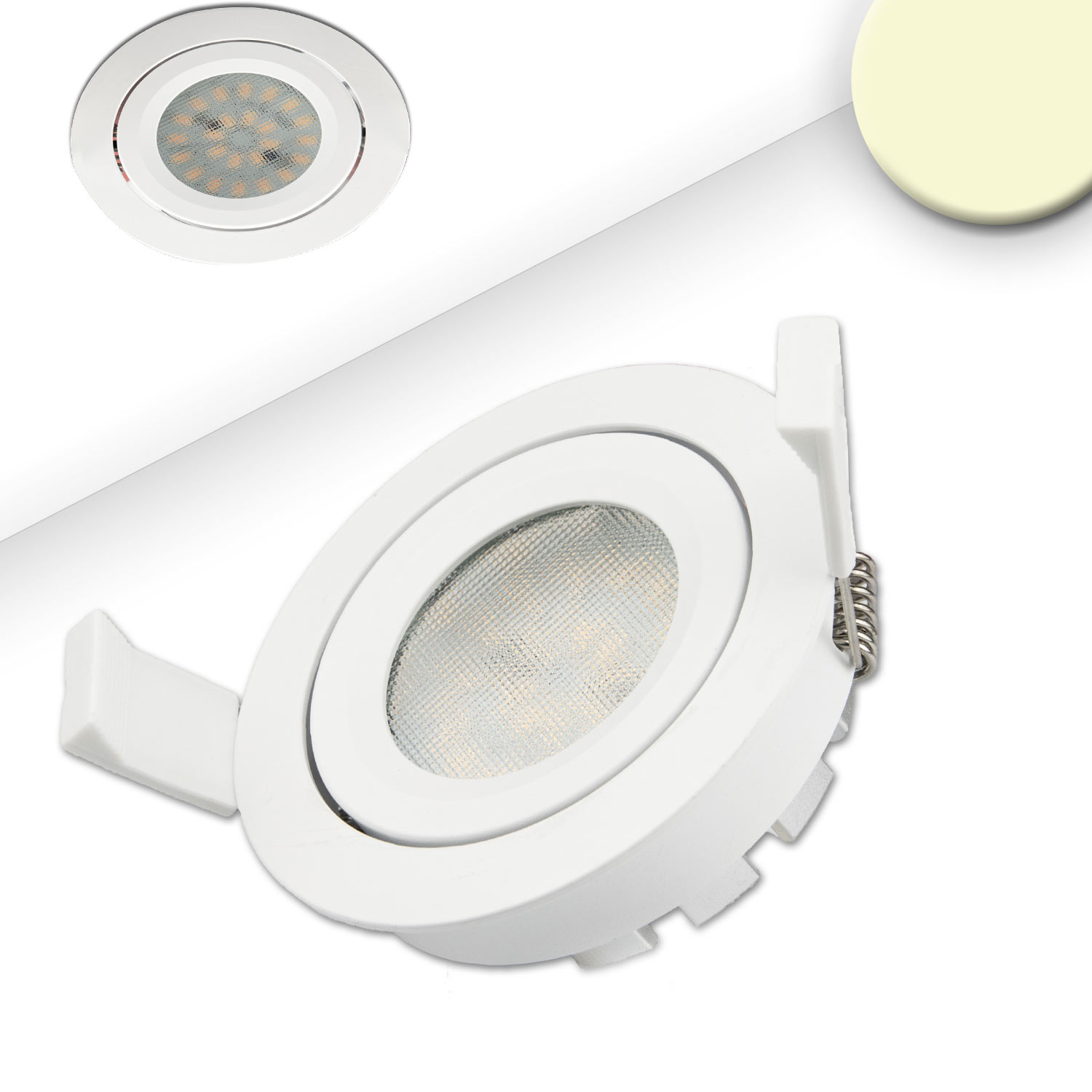ISOLED LED Einbaustrahler weiß 8W SMD 120° rund warmweiß dimmbar
