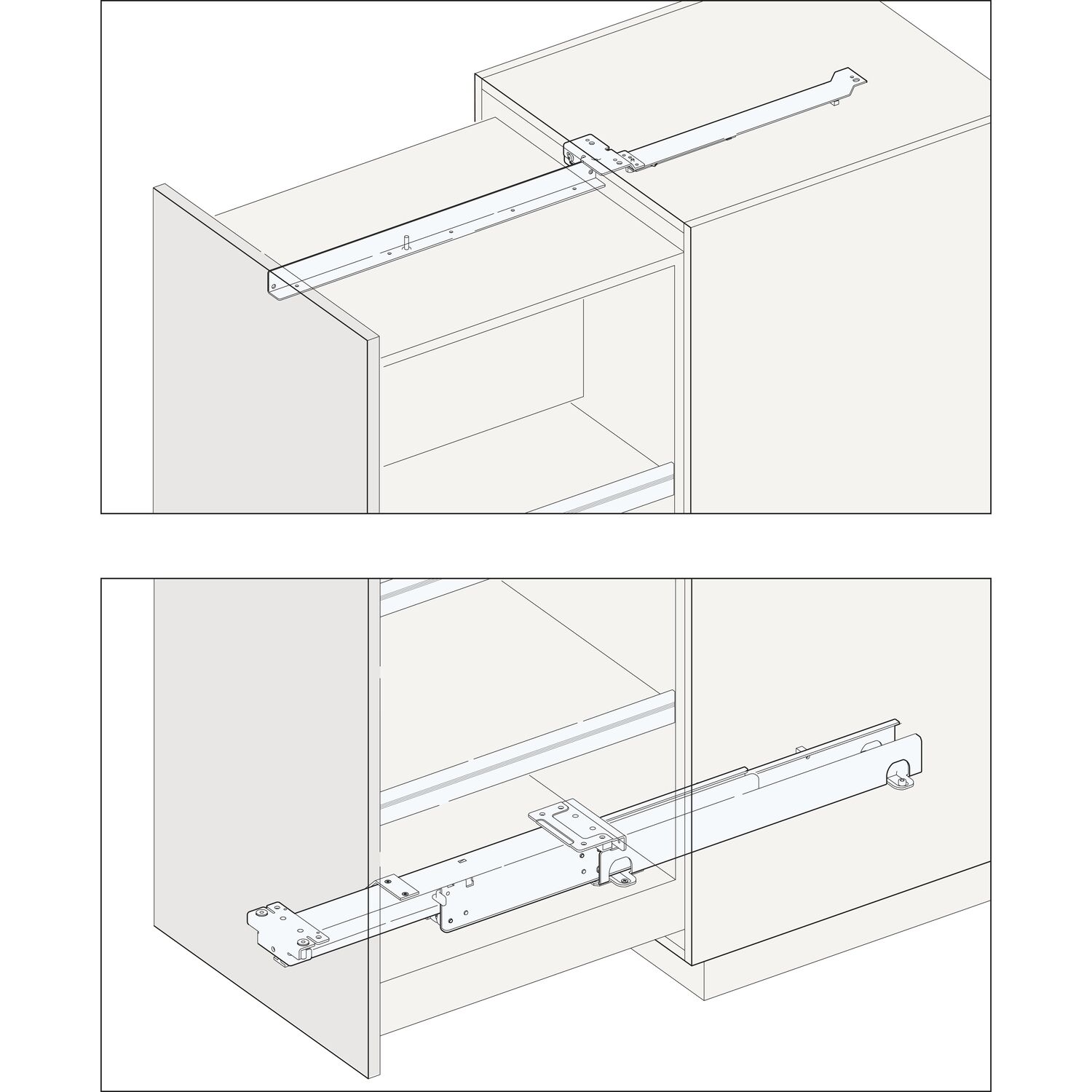 Hawa HAWA-FORTE Schrankauszug Länge 680 mm, Tiefe 685 mm, KB lichtgrau RAL 7035