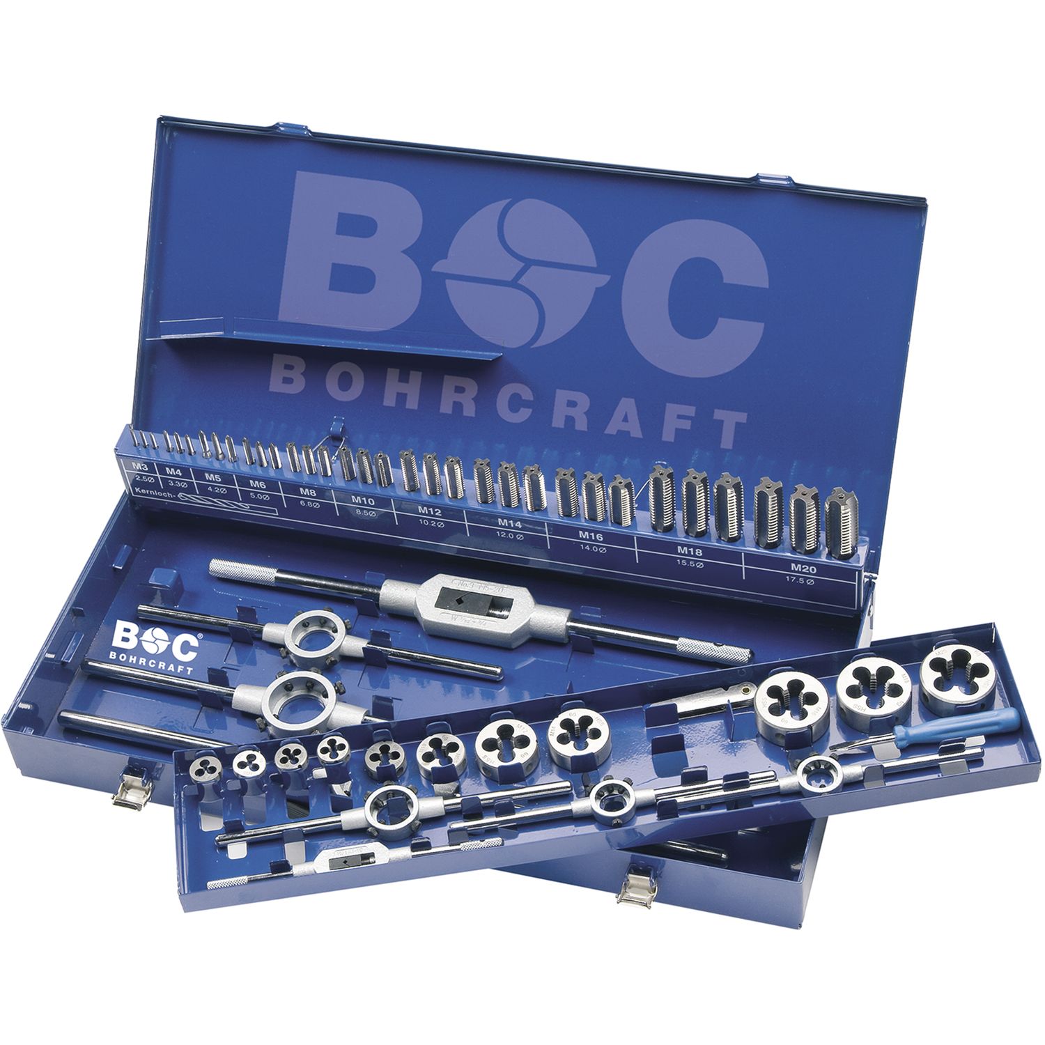 Bohrcraft Gewindeschneidsatz GW 20 DIN 352 HSS-G M3-M20 54-tlg.
