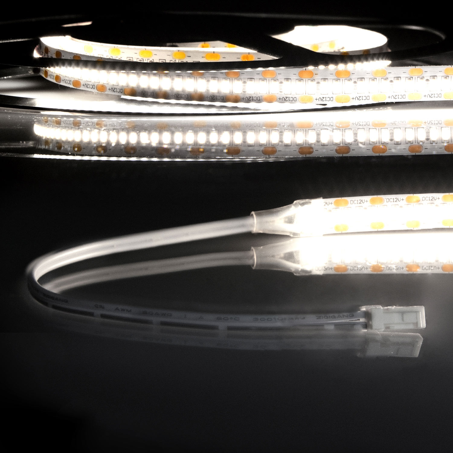 ISOLED LED CRI940 MiniAMP Flexband 12V DC 6W IP20 4000K 250cm beids. 30cm Kabel + maleAMP 300 LED/m