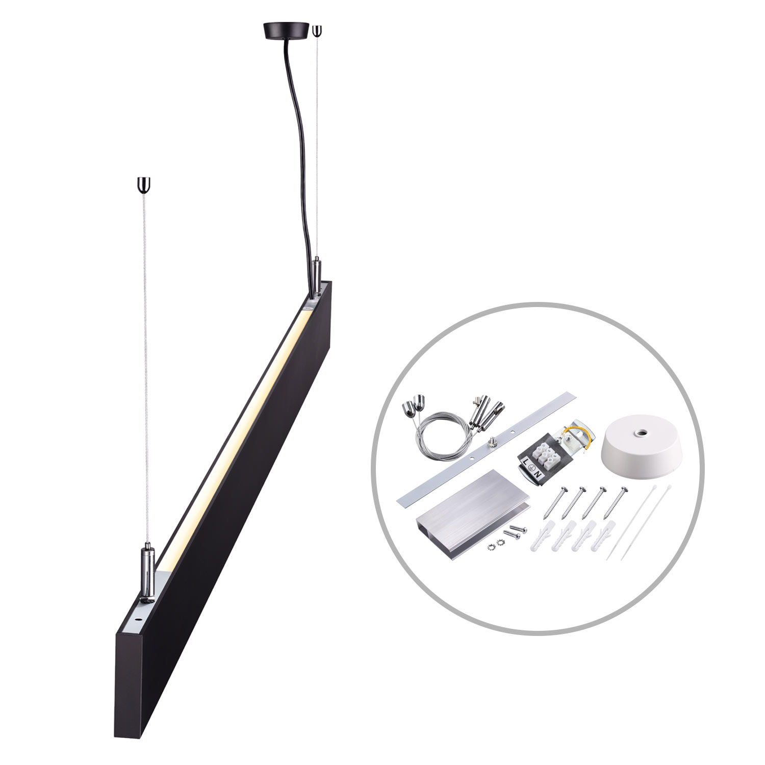 ISOLED LED Hängeleuchte Linear Up&Down 1200 40W prismatisch linear- u. 90° verbindbar schwarz warmwe