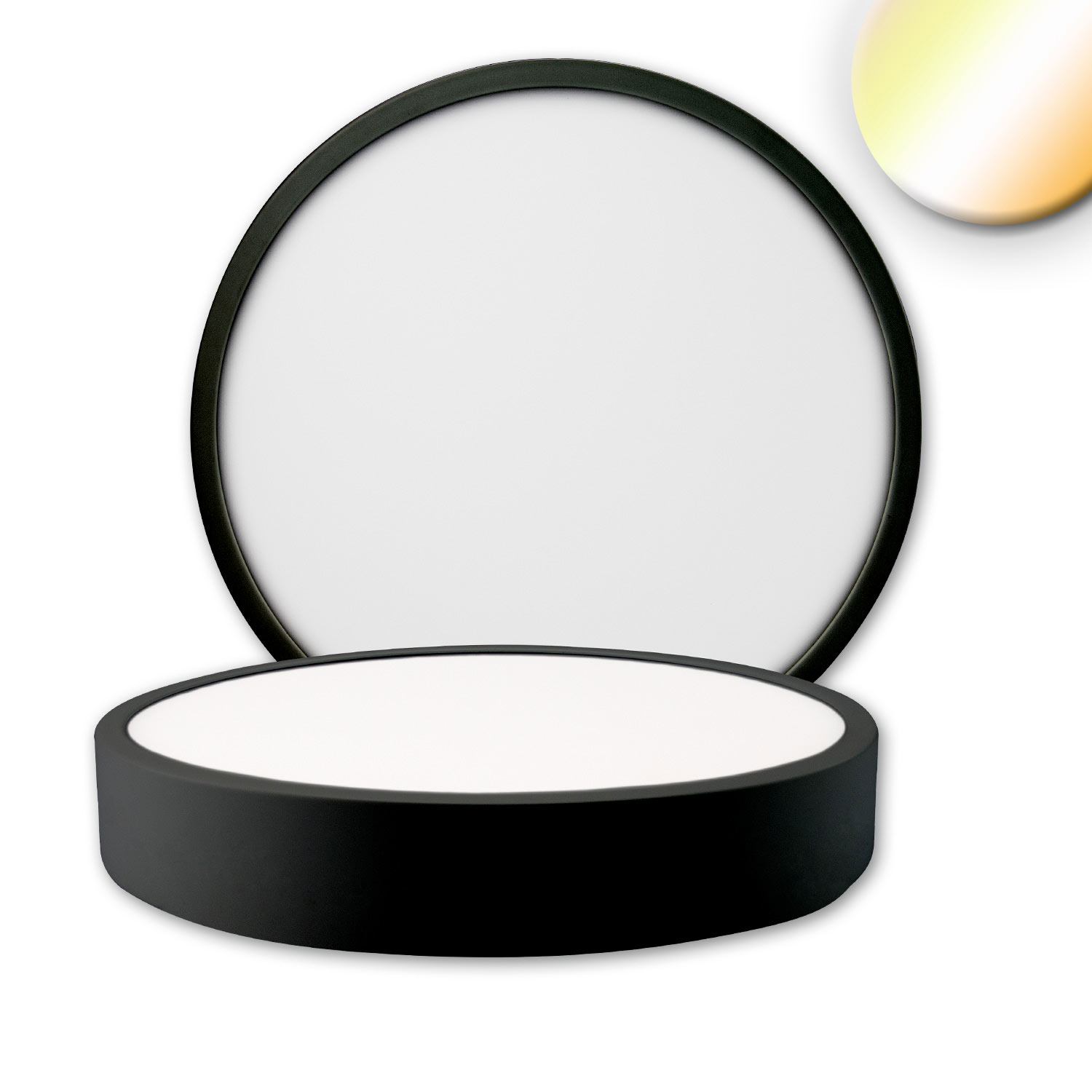 ISOLED LED Deckenleuchte PRO schwarz 24W rund DN225 ColorSwitch 2700|3000|4000K dimmbar