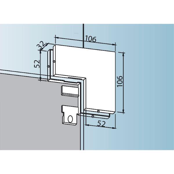 DORMA-Glas Winkelverbindung PT 60, Glas 10 mm, Aluminium silber eloxiert (03.150)