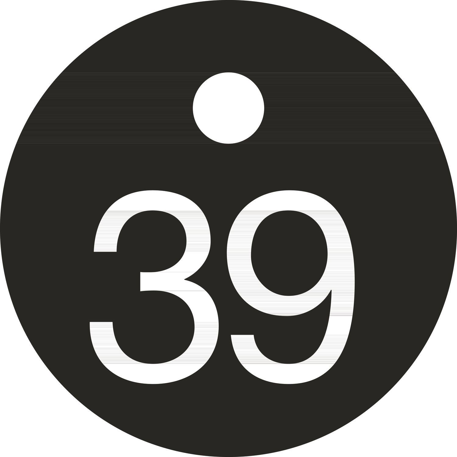 Schlüsselnummer - ø 25, Nummer 39, Aluminium schwarz eloxiert