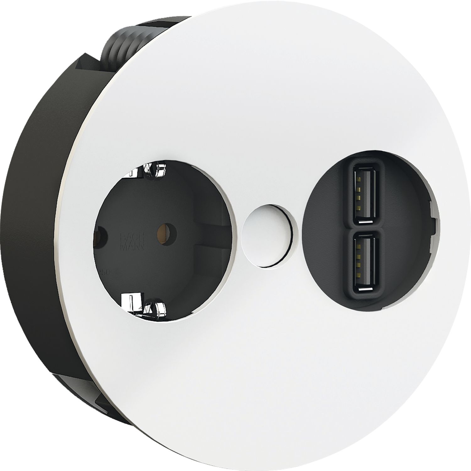 BACHMANN Einbausteckdose TWIST , 1 Stk. Schukosteckdose, + USB-Charger, weiß matt BACHMANN Einbausteckdose TWIST , 1 Stk. Schukosteckdose, + USB-Charger, weiß matt