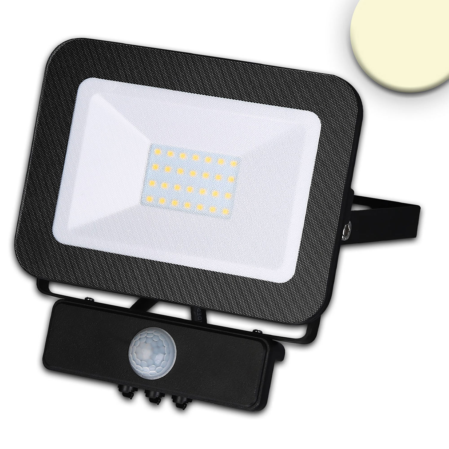 ISOLED LED Fluter mit PIR-Bewegungssensor 30W warmweiß schwarz IP65