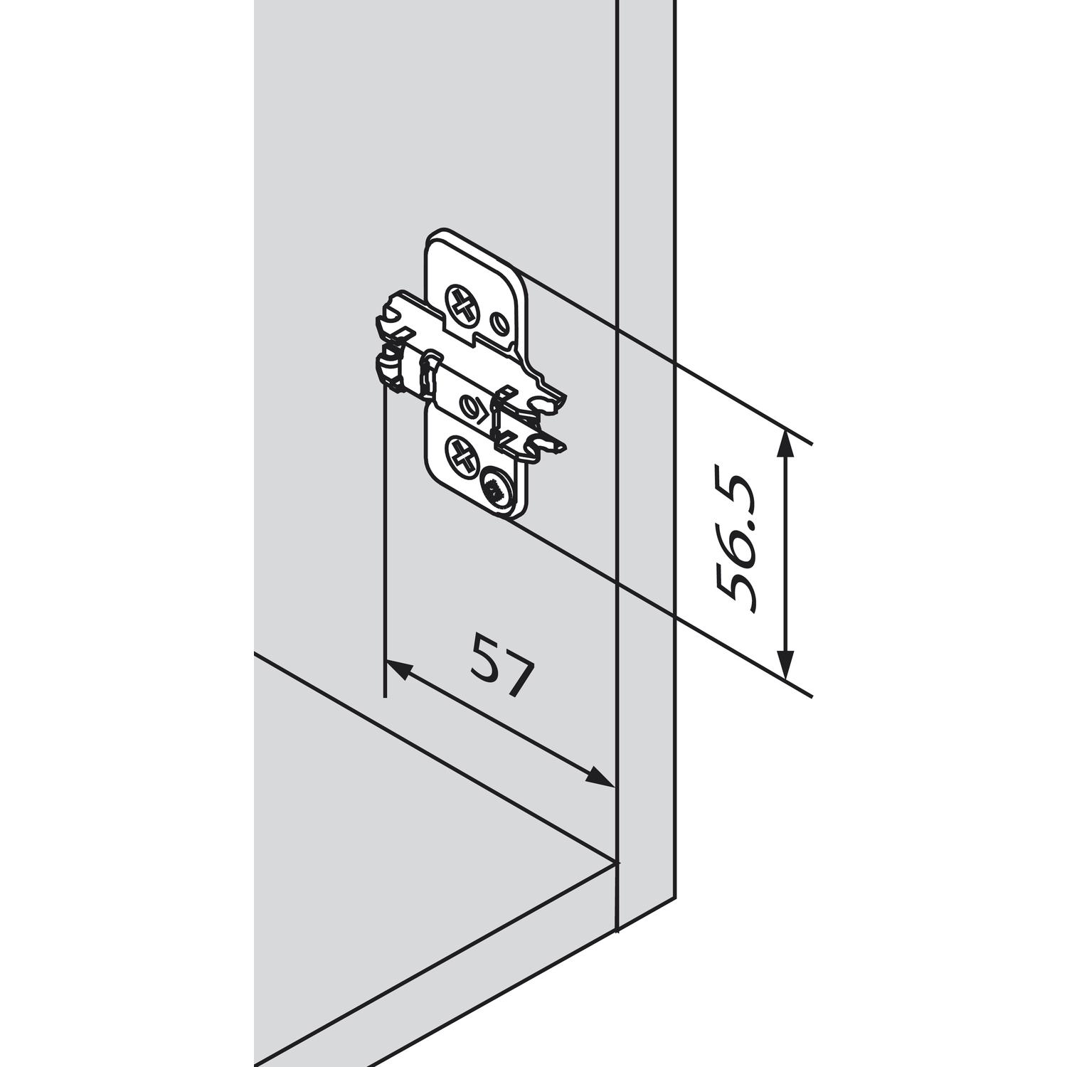 blum CLIP Exzenter Kreuzmontageplatte Stahl Schrauben Distanz 0mm