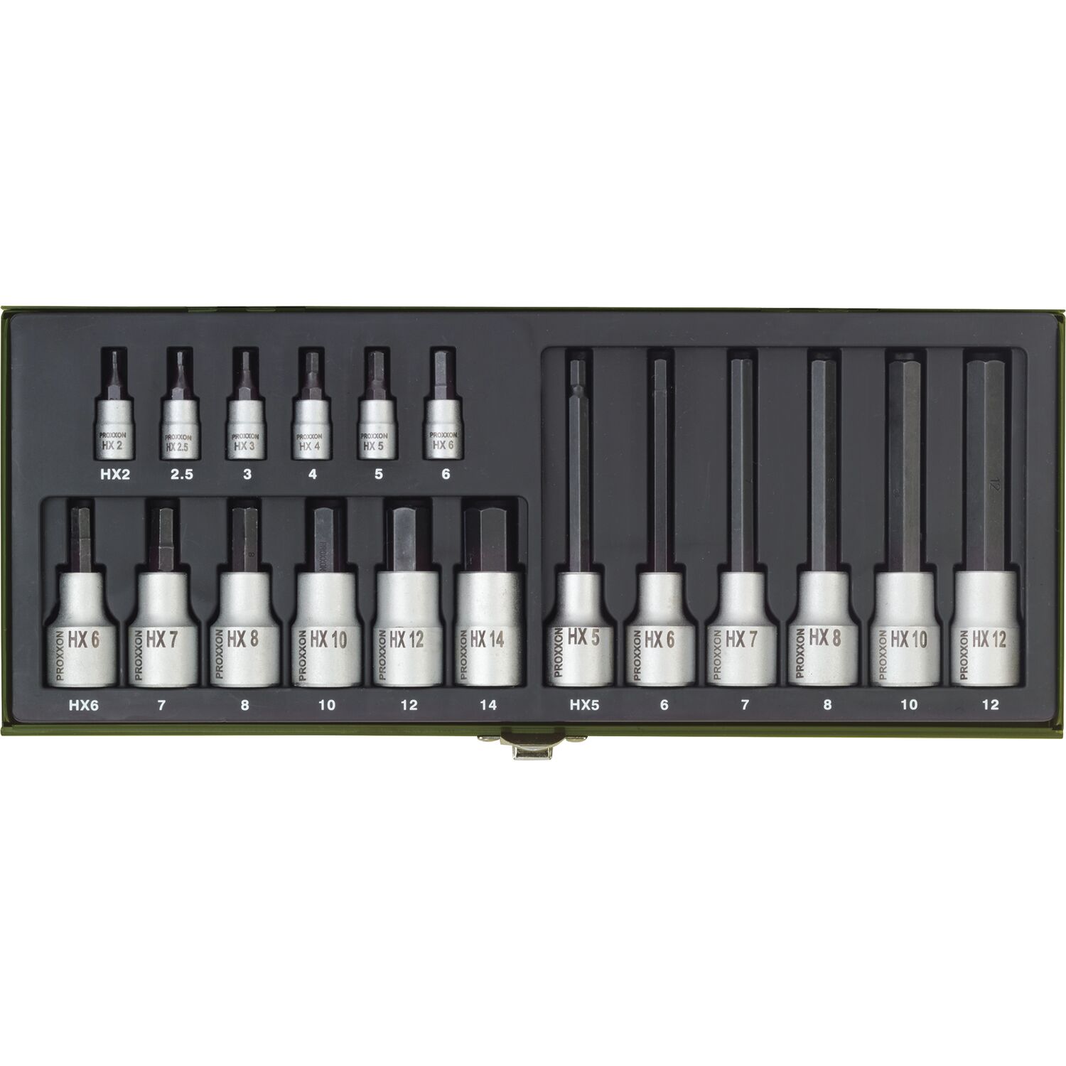 Proxxon Steckschlüssel-Satz 1/4" und 1/2" Hex 18-teilig