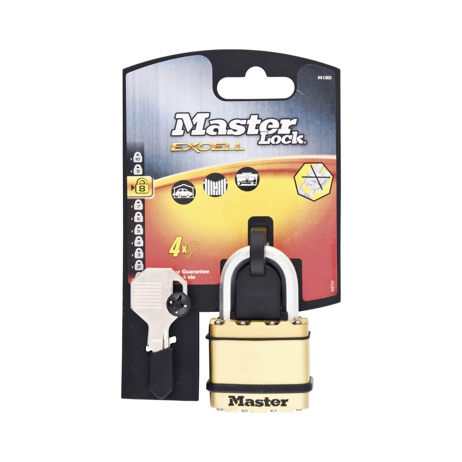 Master Lock Vorhangschloss Excell M1BEURD Messing 45 mm, verschiedensperrend SB