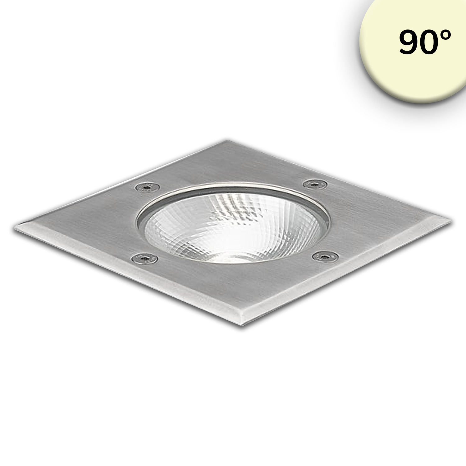 ISOLED LED Bodeneinbaustrahler eckig Edelstahl IP67 7W COB 90° warmweiß