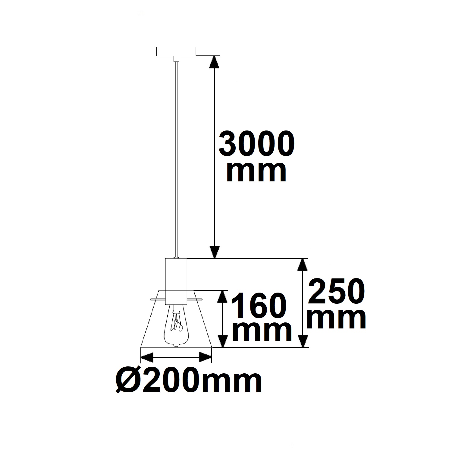 ISOLED Pendelleuchte black concave Glas E27 20cm 50-300cm exkl. Leuchtmittel exkl. Baldachin