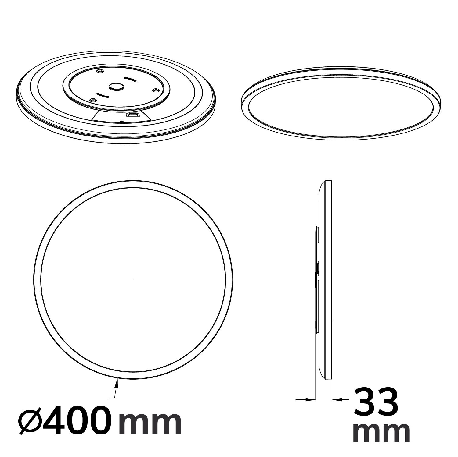 ISOLED LED Deckenleuchte Slim400 PRO 25W weiß rund IP44 DN400 3000|4000|5000K Up&Down