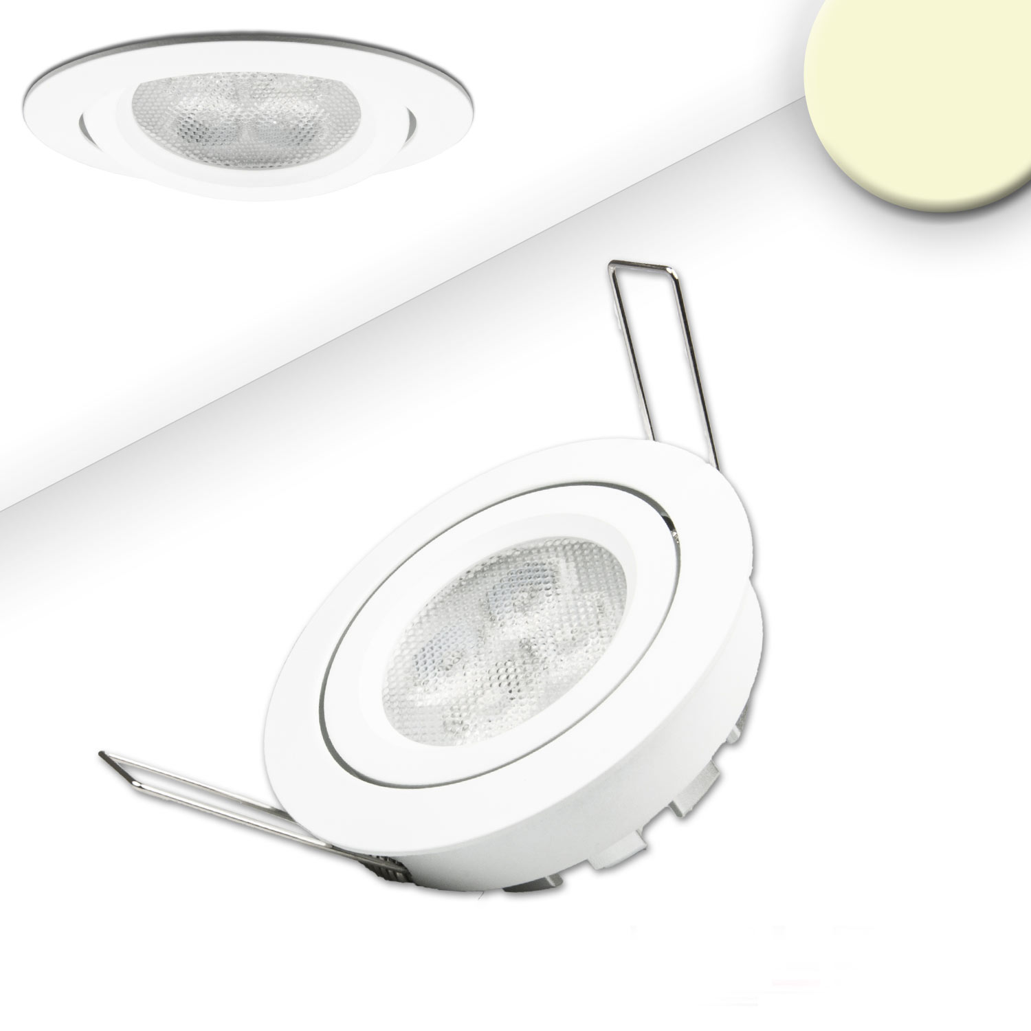 ISOLED LED Einbaustrahler weiß 8W 72° rund warmweiß dimmbar
