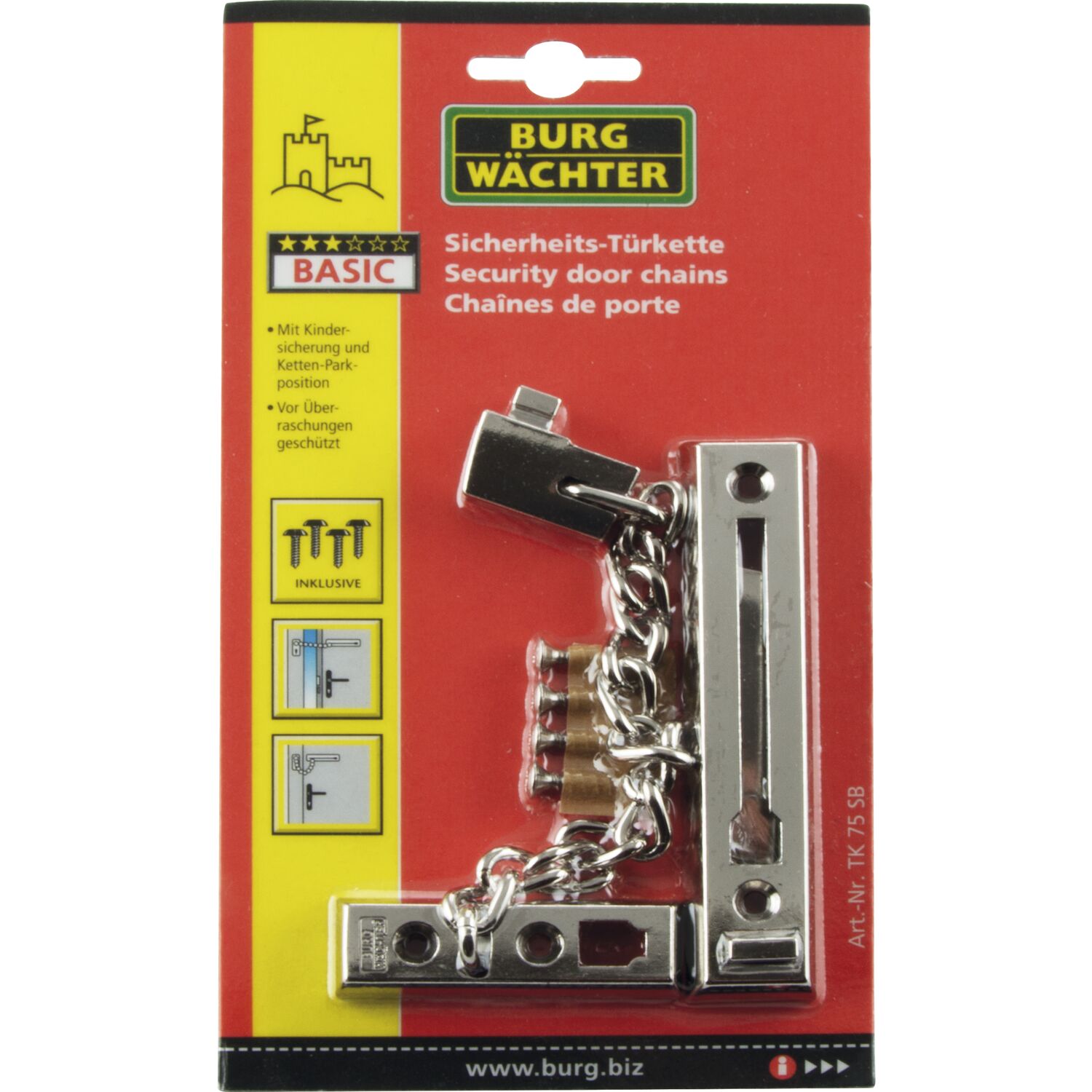 Burg-Wächter Türkette TK 75 Luxus, Stahl vernickelt