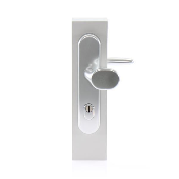 Hoppe SH-Wechselgarnitur VERONA-auf Schild PZ88, 37-47, SST, mit Kzs., silber