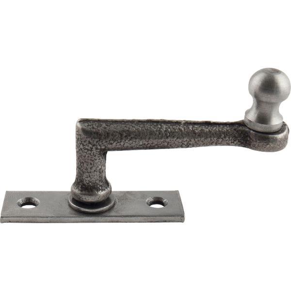 Fensterreiber m. Eisenknopf auf eckiger Platte, 15 mm, Messingguss schwarz
