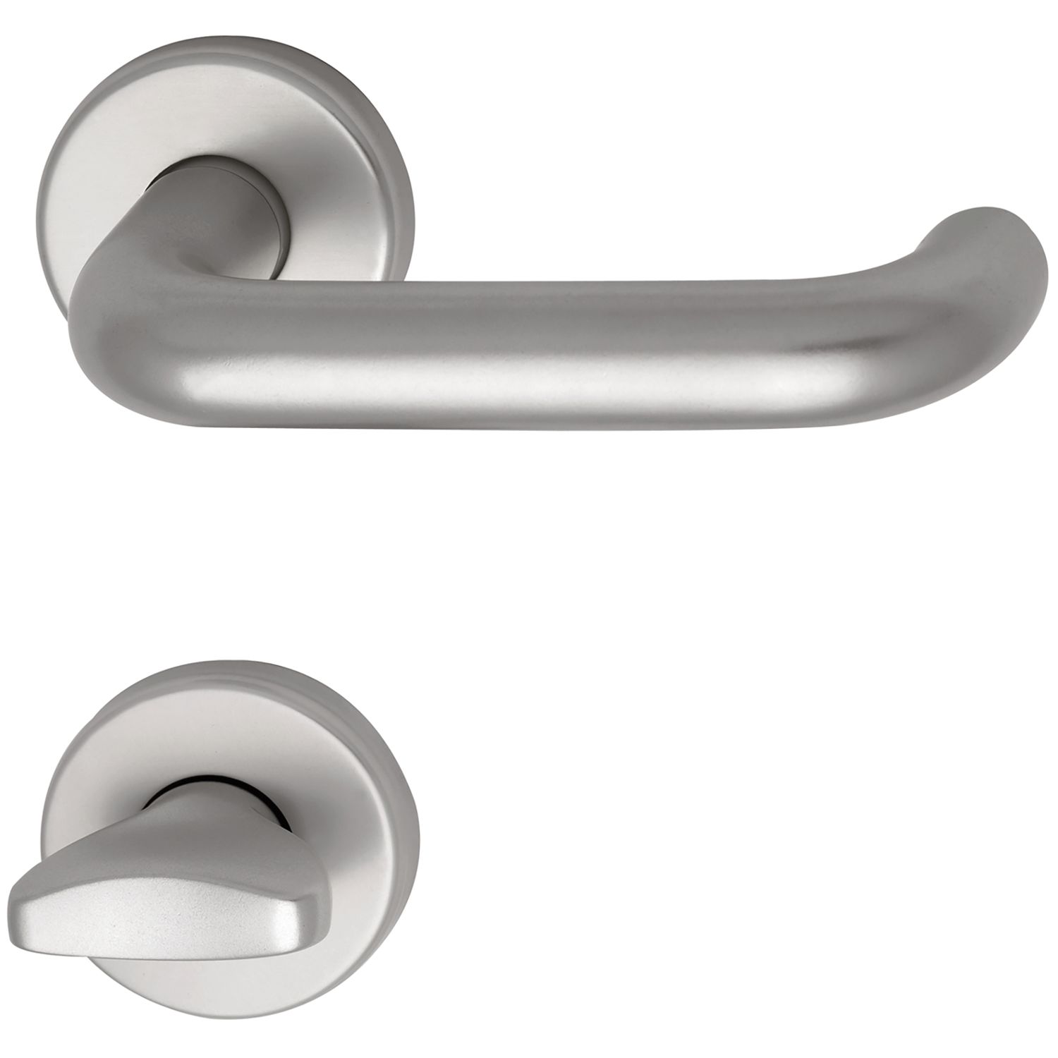 Drückergarnitur WG 1700L - auf Rosette WC, 38 - 43, silber eloxiert