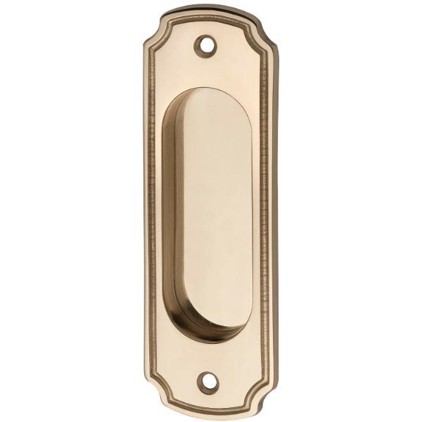 Schiebetürmuschel 40 x 127 mm, ungelocht, Messing poliert, kantig