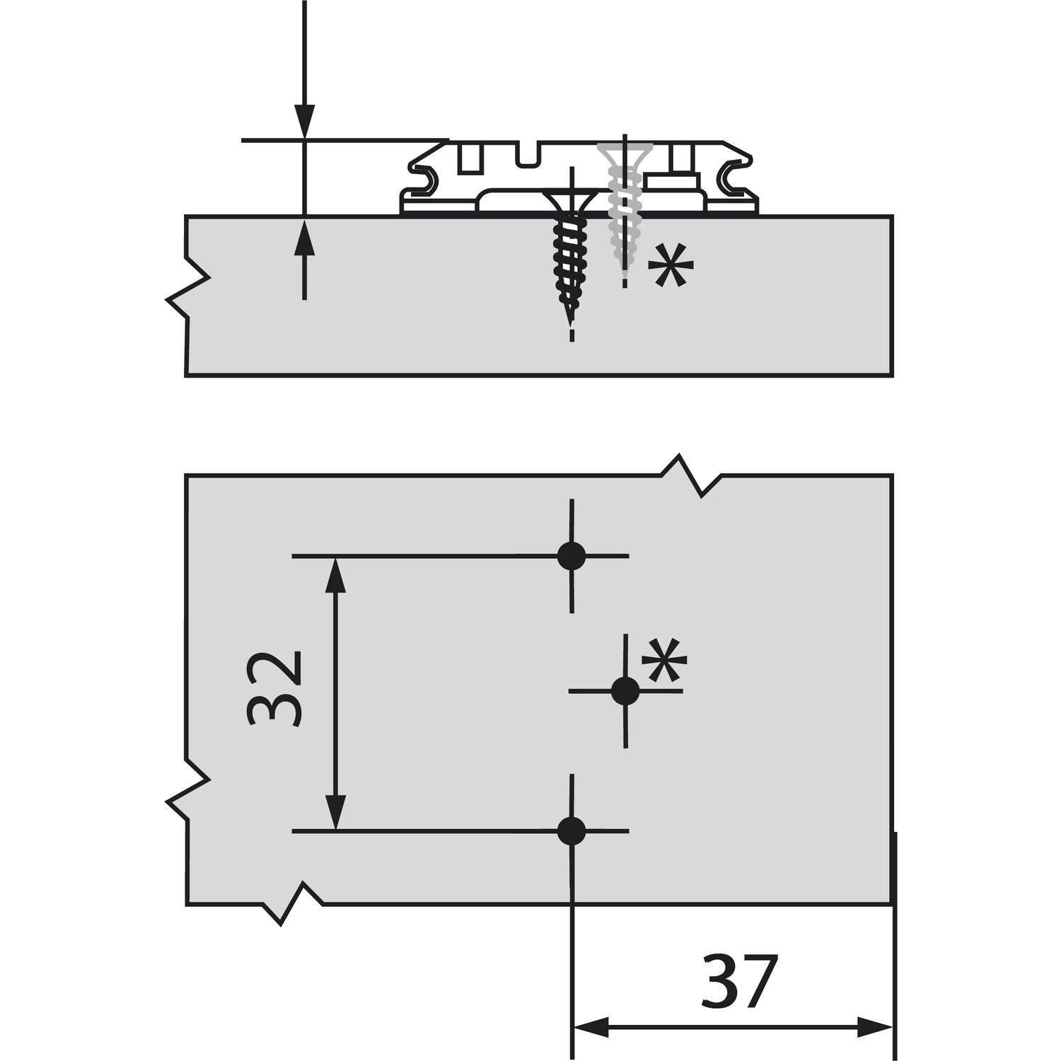 blum CLIP Exzenter Kreuzmontageplatte Stahl Schrauben Distanz 0mm