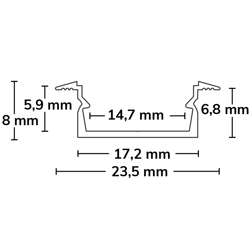 ISOLED LED Einbauprofil PURE14 D Aluminium eloxiert 300cm